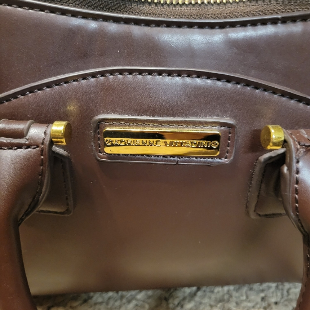 ADRIENNE VITTADINI SHOULDER PURSE BROWN LEATHER - Picture 6 of 14